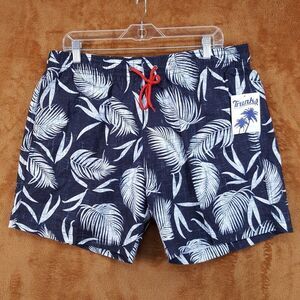 TRUNKS SURF & SWIM Swim Shorts Mens XL Blue Palm Leaf Floral Tropical Trunk